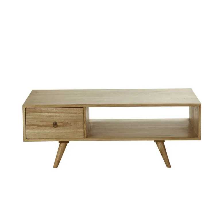 Table basse en bois de mindi avec tiroir