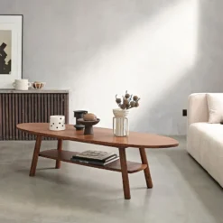 Table basse en bois finition noyer