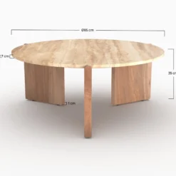 Table basse en travertin et bois d85 cm - sierra