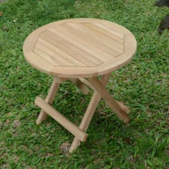 Table basse pliante ronde teck kuta 50cm
