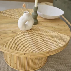 Table basse ronde en rotin