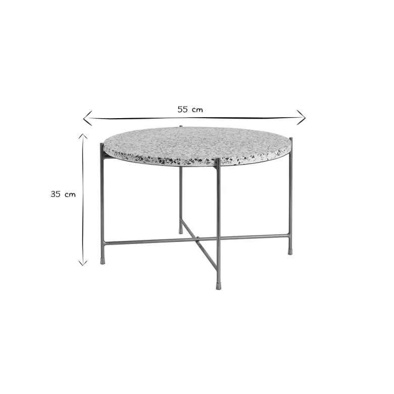 Table basse ronde en terrazzo et métal doré d55 cm mezzo
