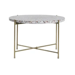 Table basse ronde en terrazzo et métal doré d55 cm mezzo