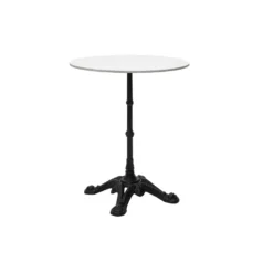 Table bistrot ronde en pierre minérale et métal noir d60 cm conty