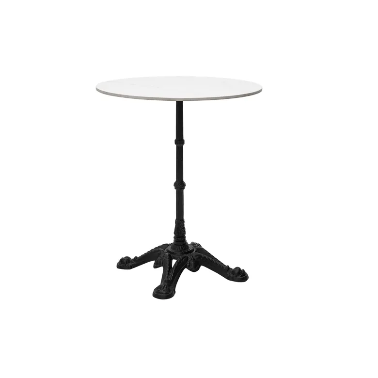 Table bistrot ronde en pierre minérale et métal noir d60 cm conty