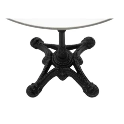 Table bistrot ronde en pierre minérale et métal noir d60 cm conty