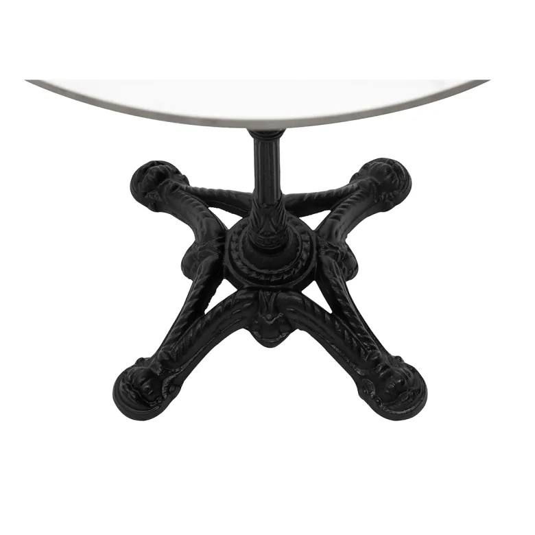 Table bistrot ronde en pierre minérale et métal noir d60 cm conty