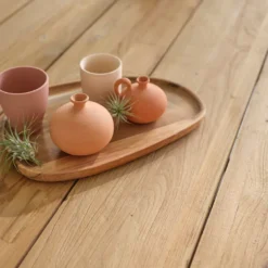 Table bois teck recyclé et métal 10p