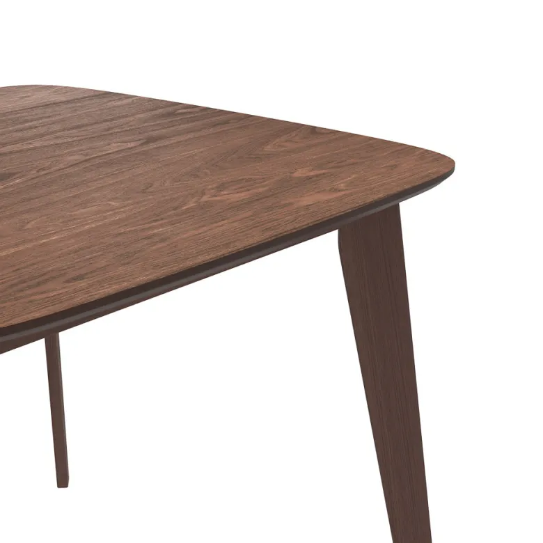 Table carrée 4 personnes en bois foncé finition noyer 90 cm - julio