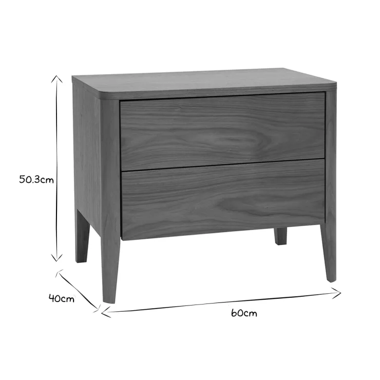 Table de chevet avec rangements 2 tiroirs bois foncé noyer benja