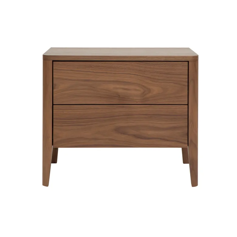 Table de chevet avec rangements 2 tiroirs bois foncé noyer benja
