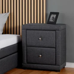 Table de chevet chambre 2 tiroirs gris