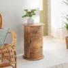 Table de chevet ronde en bois avec porte