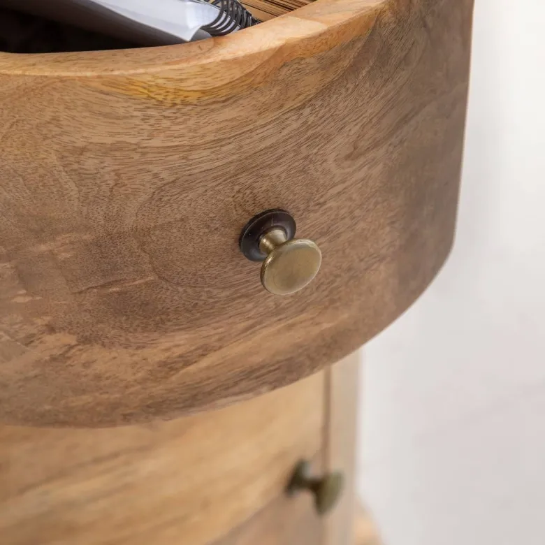 Table de chevet ronde en bois avec porte