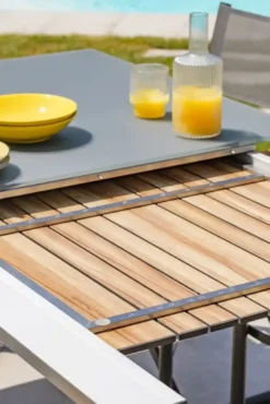 Table de jardin avec rallonge en hpl - gris anthracite