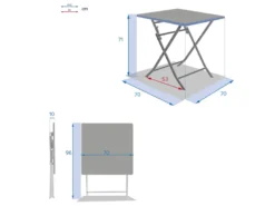 Table de jardin carrée greensboro 70 x 70 cm bleu canard - hespéride