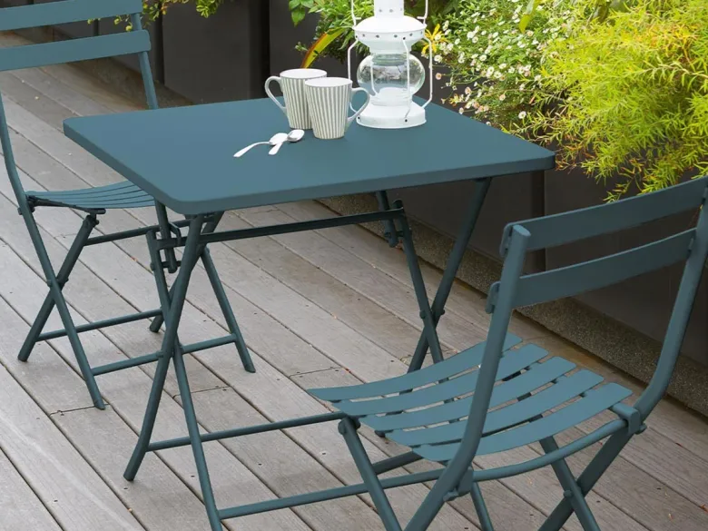 Table de jardin carrée greensboro 70 x 70 cm bleu canard - hespéride