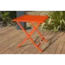 Table de jardin carrée pliante en aluminium - orange