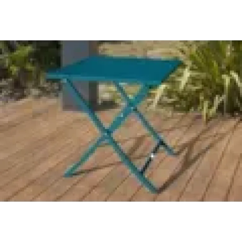 Table de jardin carrée pliante en aluminium - bleu canard