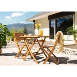 Table de jardin carrée pliante en bois massif l70 cm fuego