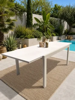 Table de jardin en aluminium et plateau sinterstone - grège