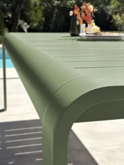Table de jardin en aluminium - vert olive