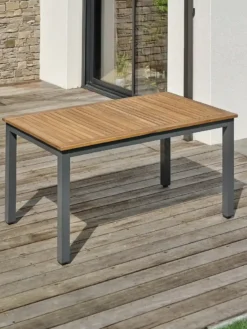 Table de jardin 8 places alu et acacia - gris anthracite