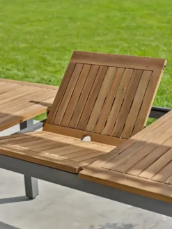 Table de jardin 8 places alu et acacia - gris anthracite