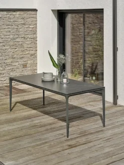Table de jardin 8 places en céramique - gris anthracite