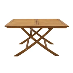Table de jardin pliante carrée en bois massif l140 cm santiago
