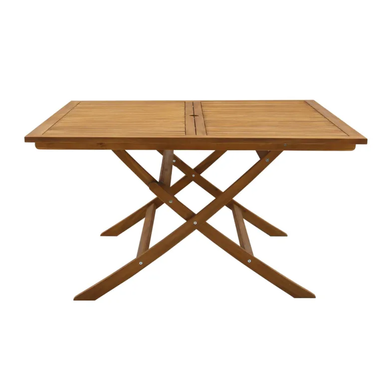 Table de jardin pliante carrée en bois massif l140 cm santiago