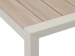 Table de jardin rectangulaire alu evasion 4 places effet bois lin et argile - he