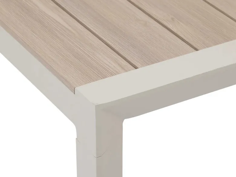 Table de jardin rectangulaire alu evasion 4 places effet bois lin et argile - he