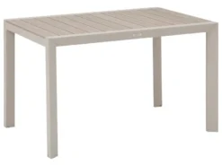Table de jardin rectangulaire alu evasion 4 places effet bois lin et argile - he