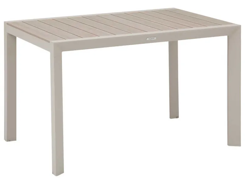 Table de jardin rectangulaire alu evasion 4 places effet bois lin et argile - he