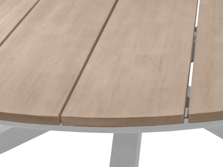Table de jardin ronde alu acacia oriengo blanc - 8 places - hespéride
