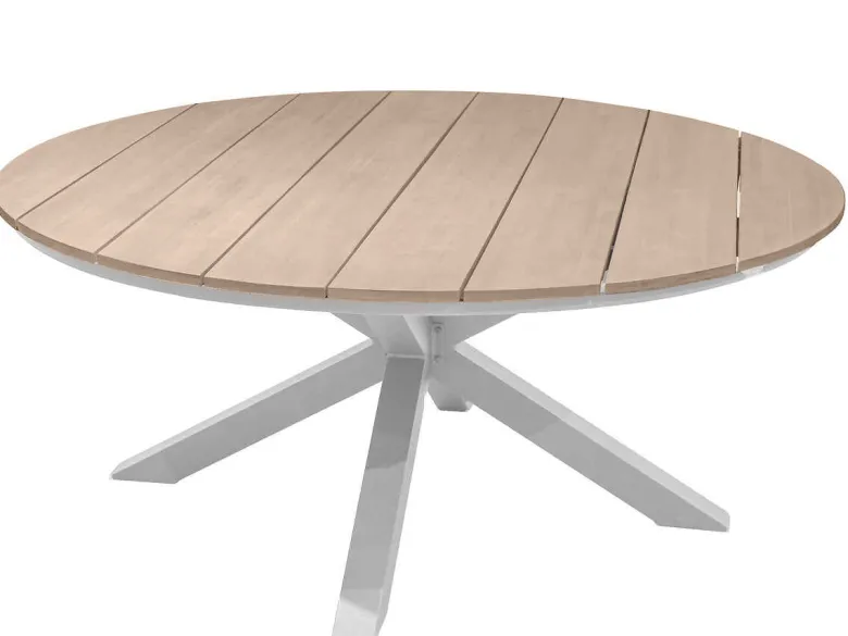 Table de jardin ronde alu acacia oriengo blanc - 8 places - hespéride