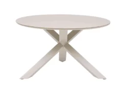 Table de jardin ronde alu verre oryon 6 places argile - hespéride