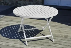 Table de jardin ronde pliante en aluminium - gris clair
