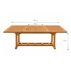 Table en teck rectangulaire extensible 170 cm