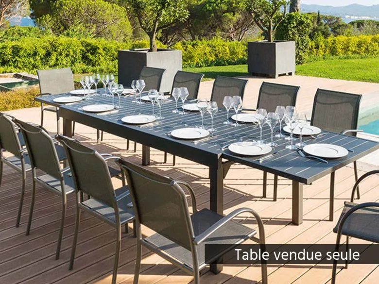 Table extensible rectangulaire alu piazza 10 12 places graphite - hespéride