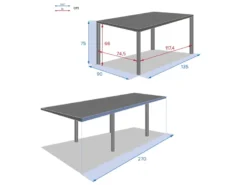 Table extensible rectangulaire alu piazza 6&nbsp;10 places graphite - hespéride