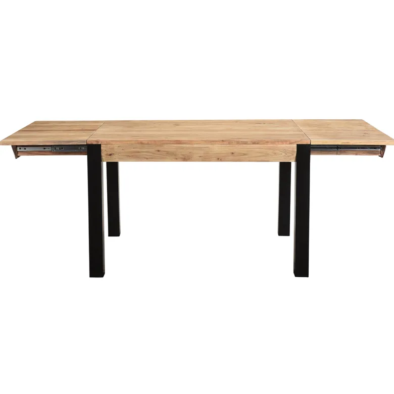 Table extensible rectangulaire en bois massif et métal noir l120-210 cm trap