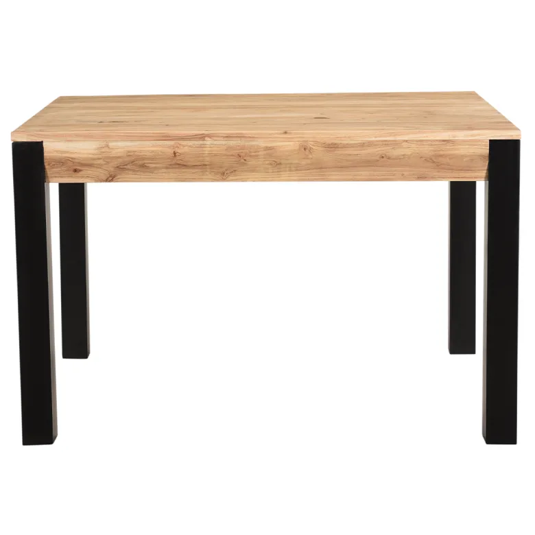 Table extensible rectangulaire en bois massif et métal noir l120-210 cm trap