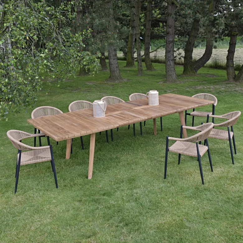 Table extensible teck massif flora xl