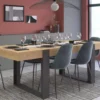 Table à manger rectangulaire décor bois et noir 6 personnes pippa