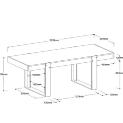 Table à manger rectangulaire décor bois et noir 6 personnes pippa