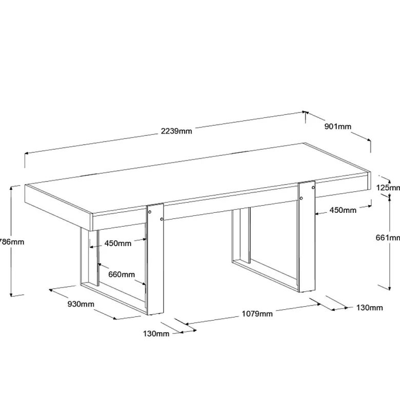Table à manger rectangulaire décor bois et noir 6 personnes pippa