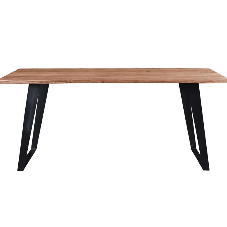 Table à manger rectangulaire en bois massif et métal noir l175 cm kora