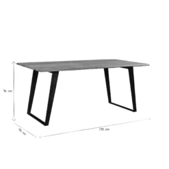 Table à manger rectangulaire en bois massif et métal noir l175 cm kora